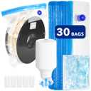 Filament Storage Bags 30PCS, 3D Filament Vacuum Bags Kit (12.6"x13.4") with Air Pump, 30 Desiccants, 5 Sealing Clips for 3D Printer Filament Storage for Filament Dryer Box