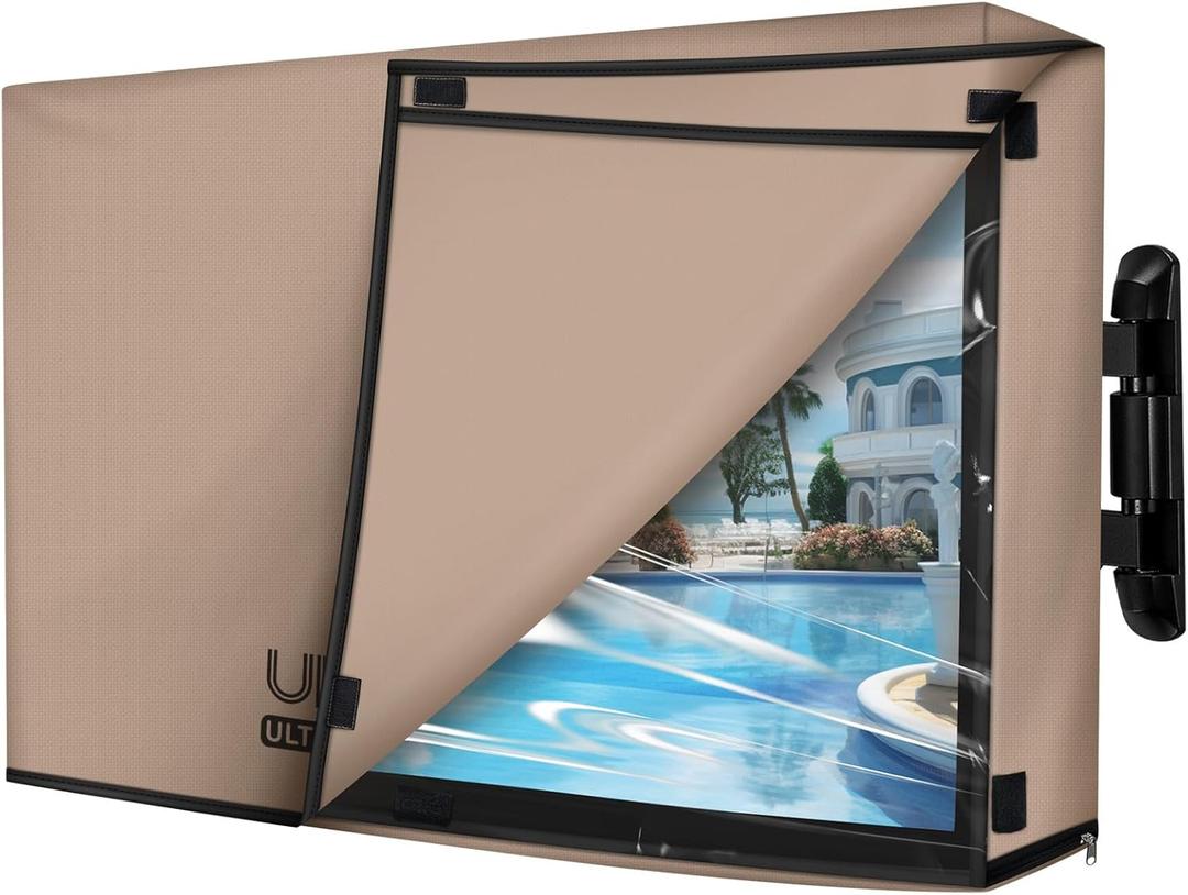 ULTCOVER Waterproof Outdoor TV Cover Double Layers with Clear Front Flap for 42-45 inch Outside Flat Screen Televisions