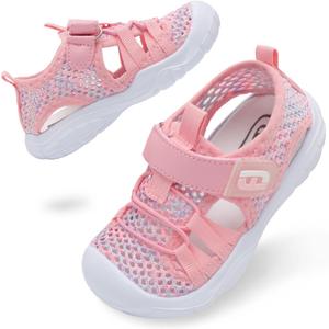 JOINFREE Toddler Boys Girls Water Shoes Breathable Qucik Dry Sport Beach Sandals Lightweight Barefoot Flexible (Mesh Multipink)