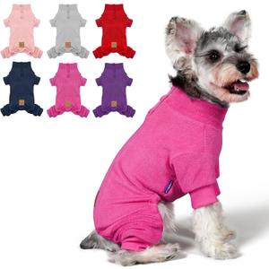 cyeollo Dog Pajamas for Small Dogs Fleece Dog Onesie Pjs Jumpsuit Thermal Stretchable Pet Apparel Warm Coat for Dogs Girls, Color Fuchsia Small (chest Girth: 13"-15"), Fuchsia