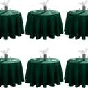 VidaFete Tablecloth 6 Pack 120inch Round Table Cloth Polyester, Stain Wrinkle Resistant Polyester Dining Table Cover for Kitchen Dinning Party Wedding Round Tabletop Buffet Decoration (Green)