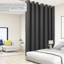BONZER Room Divider Curtain Total Privacy Wall Grommet Thermal Insulated Soundproof Extra Wide Blackout Curtains for Bedroom Living Room, 84L x 108W Inch (7L x 9W ft), 1 Panel, Dark Grey