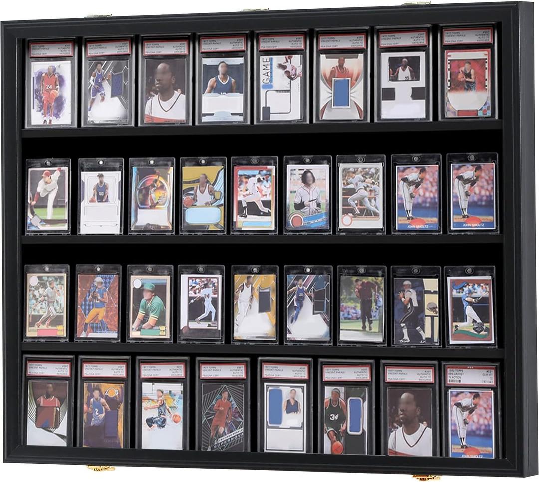 KCRasan 36 Graded Sports Card Display Case - Baseball Card Display Case Lockable - Collection Card Display, Wall Display Frame for Basketball Football Hockey Trading Cards with UV Protection Acrylic