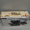 Artestia Cast Iron Fondue Pot for Chocolate, 5-Cup Cheese Fondue Pot with 6 Colored Forks for Fondue Party, 4-6 Person, Black