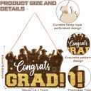 2 x Graduation Decoration Congrats Grad Door Sign Wooden Graduation Hanging Sign Wall Decor 2026 Vintage Rustic Door Hanger Wall Plaque for Photo Booth Props Party, 14.2 x 10 Inch