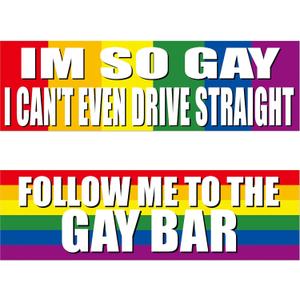 Frienda 2 Pieces Large Gay Pride Bumper Sticker Colorful Waterproof Funny LGBT Stickers Gay Pride Prank Sign for Car Vehicle Truck RV SUV Auto Boat Laptops Decoration, 10 x 3 Inches