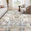 EASERUG Machine Washable Rug 3' x 5 ' Vintage Design Area Rugs with Non Slip Rugs for Living Room Bedroom Carpet Stain Resistant, Home Decor Office Boho Rug, Brown