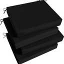 Basic Beyond Outdoor Chair Cushions Set of 4, Square Corner Outdoor Cushions for Patio Furniture, Water Resistant Patio Chair Cushions with 2 Ties, 18.5x16x3, Black