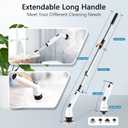 TUYU Electric Spin Scrubber, Full-Body IPX7 Waterproof Bathroom Scrubber with Power LCD Display, Adjustable Extension Handle, Cordless Shower Cleaner Brush for Bathtub Kitchen Wall Cleaning