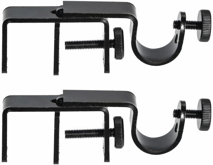 Outside Mounted Blinds Curtain Rod Bracket -- Tool-Free No Drill Installation for 1.3-2 Inch Rectangular Headrails, Black 2-Pack