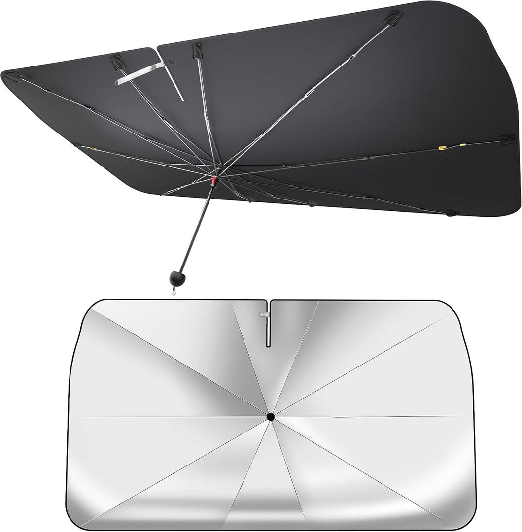 3 x 7F Car Sun Shade Umbrella, Protect from Sun Rays and Protect Interior, Sunshade for Car Windshield, Bendable Handle Windshield Cover Sun Shade, [2025 Upgrade] 55" L x 31" W