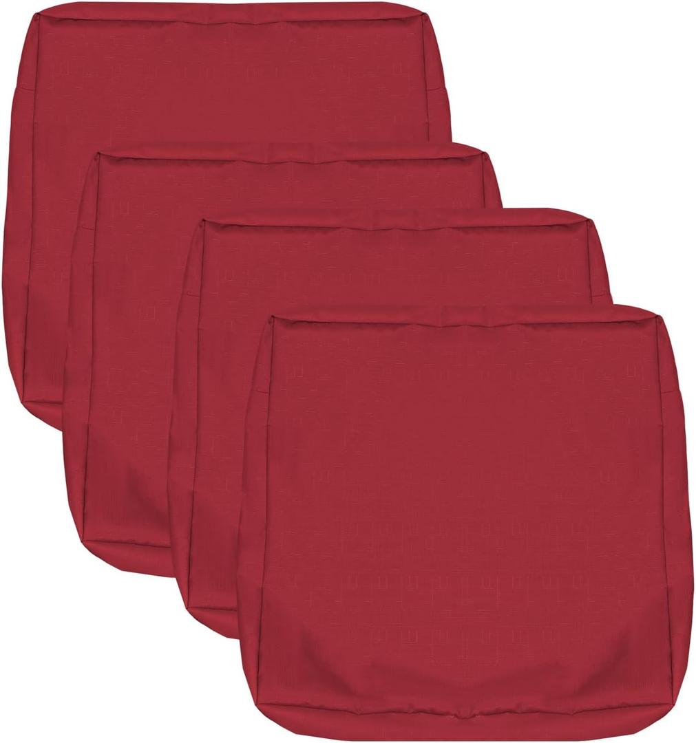 Patio Seat Cushion Covers,Washable Slip Covers Replacement,Waterproof Outdoor Furniture Chair Cushion Pillow Seat Cover for Couch,Garden,Sofa,Red,24"24"4"(4 Covers Only)