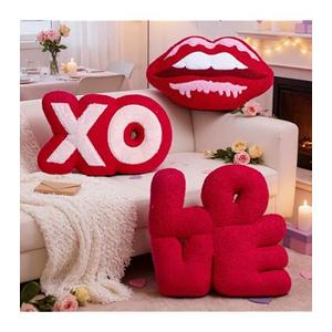 Lanpn Valentines Pillows 3Pcs, Plush Throw Pillows Xo Pillow Love Throw Pillow Valentines Day Decorative Cushion for Living Room Bedroom Couch Bed Sofa Valentine Day Decor (Red)