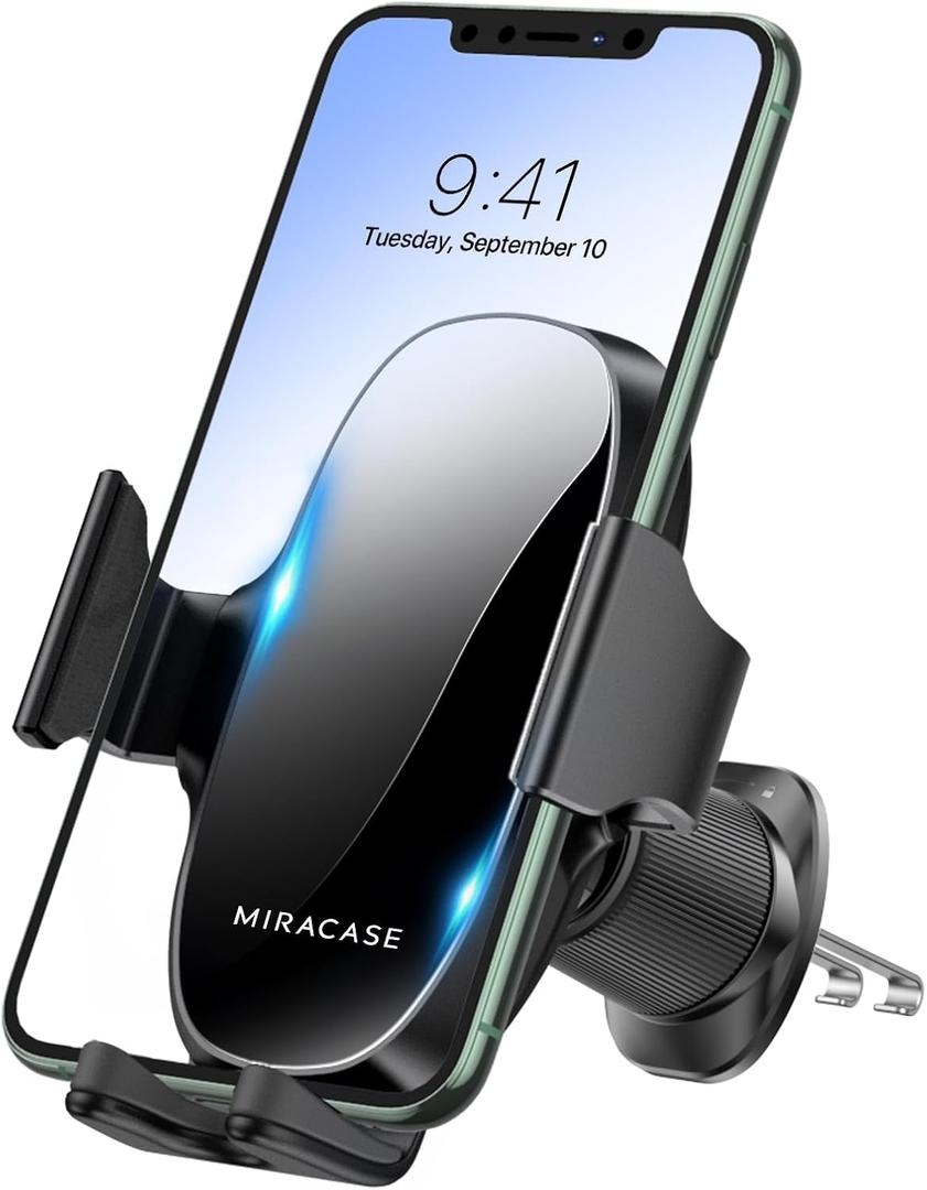 Miracase Phone Holders for Your Car with Metal Hook Clip, Air Vent Cell Phone Car Mount, Hands Free Universal Automobile Cradle Fit for iPhone Android and All Smartphones, Classic Black (1 Pack)