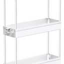 SPACEKEEPER Slim Rolling Storage Cart, 3 Tier Bathroom Storage Organizer Laundry Room Utility Cart Mobile Shelving Unit, Multi-Purpose for Kitchen Office Bathroom Laundry Narrow Places, White