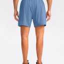 Pudolla Men's Workout Running Shorts 7"/5"/9" Lightweight Gym Athletic Shorts for Men with Zipper Pockets (Blue, M)