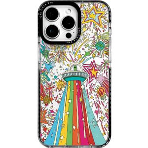 for iPhone 16 Case, Psychedelic UFO Fireworks Pattern with Rainbow Beams, Military-Grade Drop Protection, Cute Cosmic Soft Slim TPU Protective Cover with Camera Protection for Teens