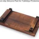 Small Bathroom Counter Organizer Tray Wooden Pedestal Stand for Display Decor Farmhouse Wood Risers Soap Dish Dispenser Holder for Kitchen Sink Tray Modern Bathroom Vanity Accessories Decorative trays