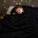 NEWCOSPLAY Super Soft King Blanket Black Premium Silky Flannel Fleece 3D Clouds Stylish Jacquard Lightweight Bed Blanket All Season Use 350GSM (Black, King(90"x110"))