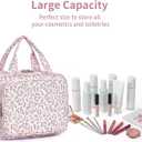 Narwey Hanging Toiletry Bag for Women Travel Makeup Bag Organizer Toiletries Bag for Travel Size Essentials Accessories Cosmetics (Pink Flower (Medium))