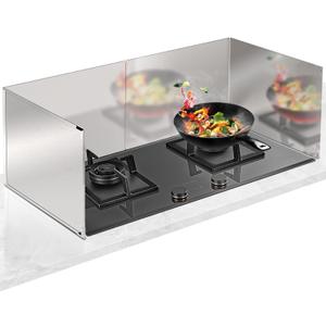 4 Sided Grease Splatter Guard,Foldable Stainless Steel Splatter Guard Oil Splash Guard, Backsplash for Stove Frying Pan Splatter Guard, Oil Proof Baffle Splatter Guard(15.7" X 15.7")