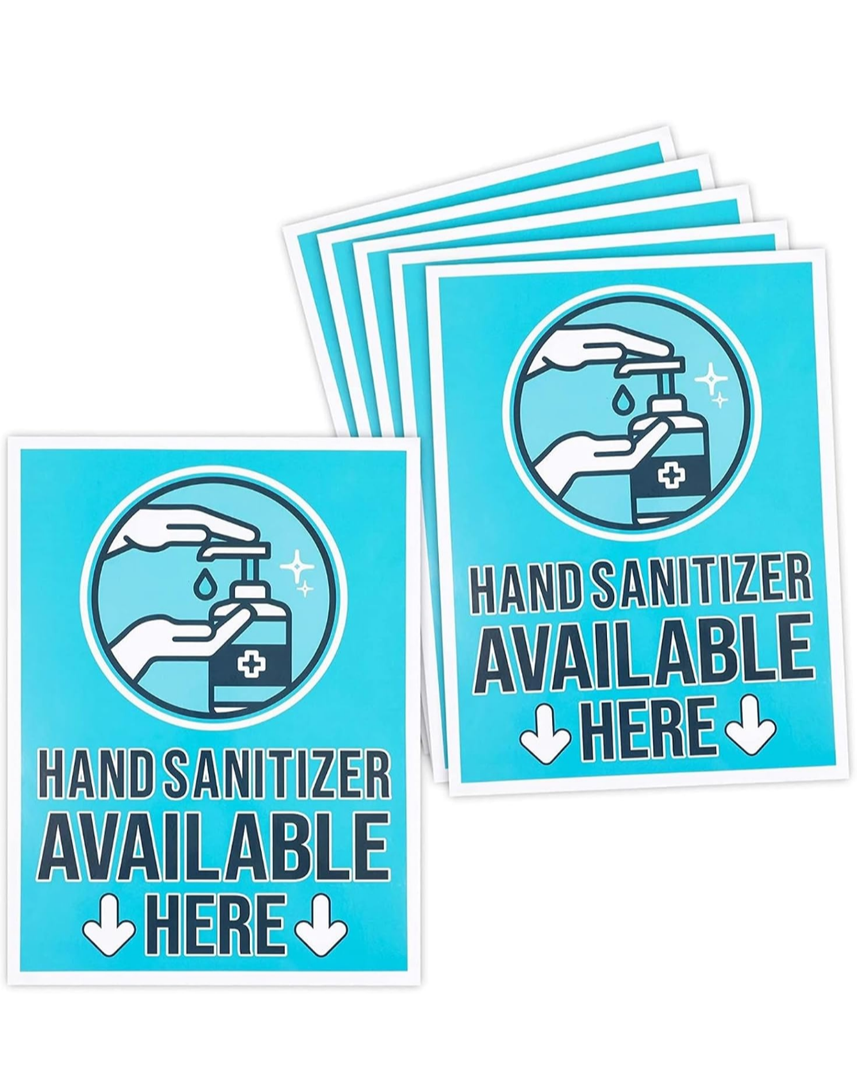 Store Safety Signs,"Hand Sanitizer Available Here" (9 x 12 in, 6 Pack)