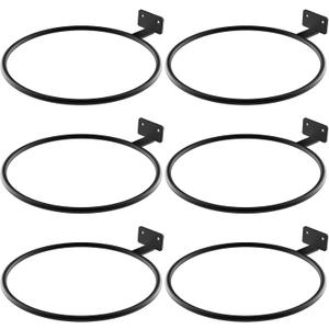Wall Pot Holder Bulk 6in 6Pack Ring Plant Hanger, Metal Planter Hooks Wall Mounted Bracket Heavy Duty for Outdoor Indoor Black