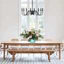 Farmhouse Chandelier, 8-Light Black Chandelier with Adjustable Height, Wrought Iron Hanging Light for Dining Room, Living Room, Bedroom, Foyer