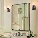 ANDY STAR 28x36 INCH Bronze Bathroom Mirror, Rounded Rectangle Oil Rubbed Bronze Mirrors for Bathroom,Tube Metal Framed, 1 Deep Wall Mounted Vertically/Horizontal