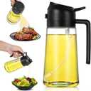 Multifunctional 2-in-1 Olive Oil Dispenser and Oil Sprayer Bottle | Glass 16oz Cooking Oil Dispenser for Kitchen | Ideal for Olive Oil, Vinegar, and Cooking Sprays