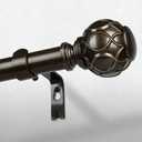 Bronze Curtain Rods 36-91 Inch, Boho Decorative 1 Inch Vintage Curtain Rod for Farmhouse Window, Adjustable Heavy Duty Antique Rustic Window Treatment Rods, Coastal Style
