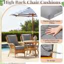 Geelin 4 Pack High Back Patio Chair Cushions for Outdoor, 44 x 21 x 5 Inch Tufted Seat and Back Pads with Ties, Thick Weather Resistant Cushions for Outdoor Furniture (Light Gray)