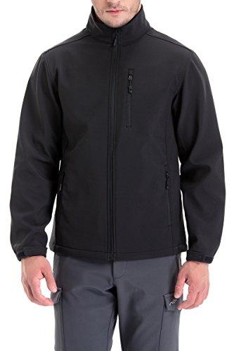 TRAILSIDE SUPPLY CO. Men's Softshell Jacket Fleece lined Windbreaker,Lightweight Water Resistant Winter Coat,Black, 3XL