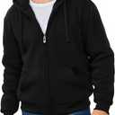 Men's Fleece Sherpa Lined Hoodies Heavyweight Full Zip Thick Hooded Jacket Winter Warm Athletic Sweatshirt (Medium, Black)