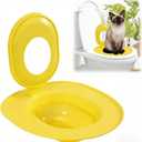 Cat Toilet Seat Training Kit,Reusable Plastic Trainer for Pet Cleaning,Removable Pet Toilet Training System,Portable Trainer for Home Pet Shop Pet Care,Easy Installation,Stable and Durable (Yellow)