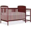 Dream On Me Anna 3-In-1 Full-Size Crib And Changing Table Combo In Cherry, Greenguard Gold Certified, Non-Toxic Finishes, Includes 1" Changing Pad, Wooden Nursery Furniture