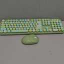 MOFII Wireless Keyboard and Mouse Combo, 2.4GHz Retro Full Size Typewriter Keyboard with Number Pad & Wireless Mouse for Laptop, PC, Desktop, Mac, Windows - Green Colorful (Green Colorful-B)