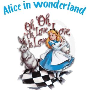 Cute Cartoon Girl and Adorable Rabbit Mad Hatter Cheshire Cat Alice in Wonderland Adventurous Creative Minimalist Cartoon Girls Boys Kid Room Design Nursery Fun Home Vinyl Decoration Size (26x26 inch)