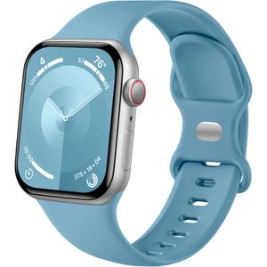 Sport Band Compatible with Apple Watch Band 44mm 45mm 46mm 40mm 42mm 38mm 41mm 49mm, Soft Silicone Waterproof Replacement Strap for iWatch Watch Series 11 10 9 8 7 6 5 4 3 2 1 SE Ultra Women Men (Lake Blue)