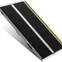 Portable Wheelchair Ramp 5FT, Anti-Slip Aluminum Folding Portable Ramp, Wheelchair Ramps for Home, Weight Capacity Up to 600 LBS, with Transition Plates Above and Below (5FT Using height 5-15")