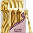 200 Pack Gold Mini Forks - 4 Inch Dessert Forks - Heavy duty Mini Forks For Appetizers, Tastings, Cocktails, Dessert Cups, BPA Free Small Gold Forks