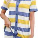 Womens Sweater Knit Pajama Sets Short Sleeve Top and Shorts Matching Lounge Set Loungewear (L)