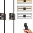 28.3" Battery Operated Wall Sconces Set of Two, 3 Color Dimmable, 15000mAh Rechargeable Wall Sconces Set of 2 with Remote Control, Wireless Wall Lights for Bedroom, Living Room, Hallway (Black)