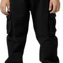 TLAENSON Boys Twill Cargo Pants Kids Drawstring Elastic Waist School Uniform Youth Joggers (14-16 Years, Black)