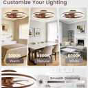 VOLISUN Low Profile Ceiling Fans with Lights and Remote, 24in Flush Mount Ceiling Fans with Light, 3000K-6500K Dimmable Fandelier LED Fan Light, Farmhouse Ceiling Fans with Lights for Bedroom