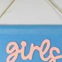 Girls Rule Mini Hanging Felt Banner，- Baby Kids Girl Nursery Wall Decor, Kids Room Flag, Cute Decorative Banner, Charming Decoration for Small Spaces (Blue)