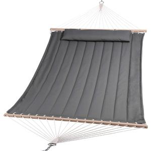 SUNCREAT Heavy Duty Hanging Tree Hammock, 475 lbs Capacity, Two Person Hammock with Large Soft Pillow, Tree Hooks, Gray