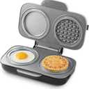Dash MultiMaker Double Mini Maker System - Dual Ceramic Nonstick Cooking Surfaces - Built-In Cord Wrap - Makes 4-Inch Waffles - Cream, 6 Plates