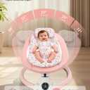 Baby Swing for Infants, Electric Baby Swing with Bluetooth, Portable Infant Swing with 5 Speeds, 10 Lullabies, 5-Point Harness & Remote Control, for Newborns Infants Indoor Outdoor Use (Floral)