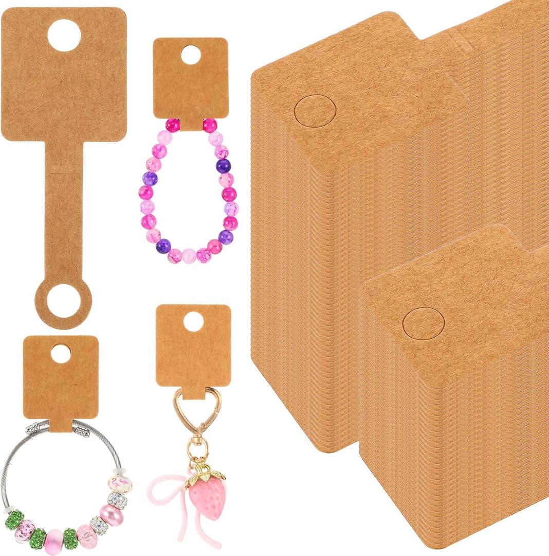 1000 Pcs Self Adhesive Bracelet Display Card Necklace Display Jewelry Packaging Selling Card for Keychain Earring Necklace Hairband and Scrunchies Hanging, 3.94 x 1.57 Inches(Brown)
